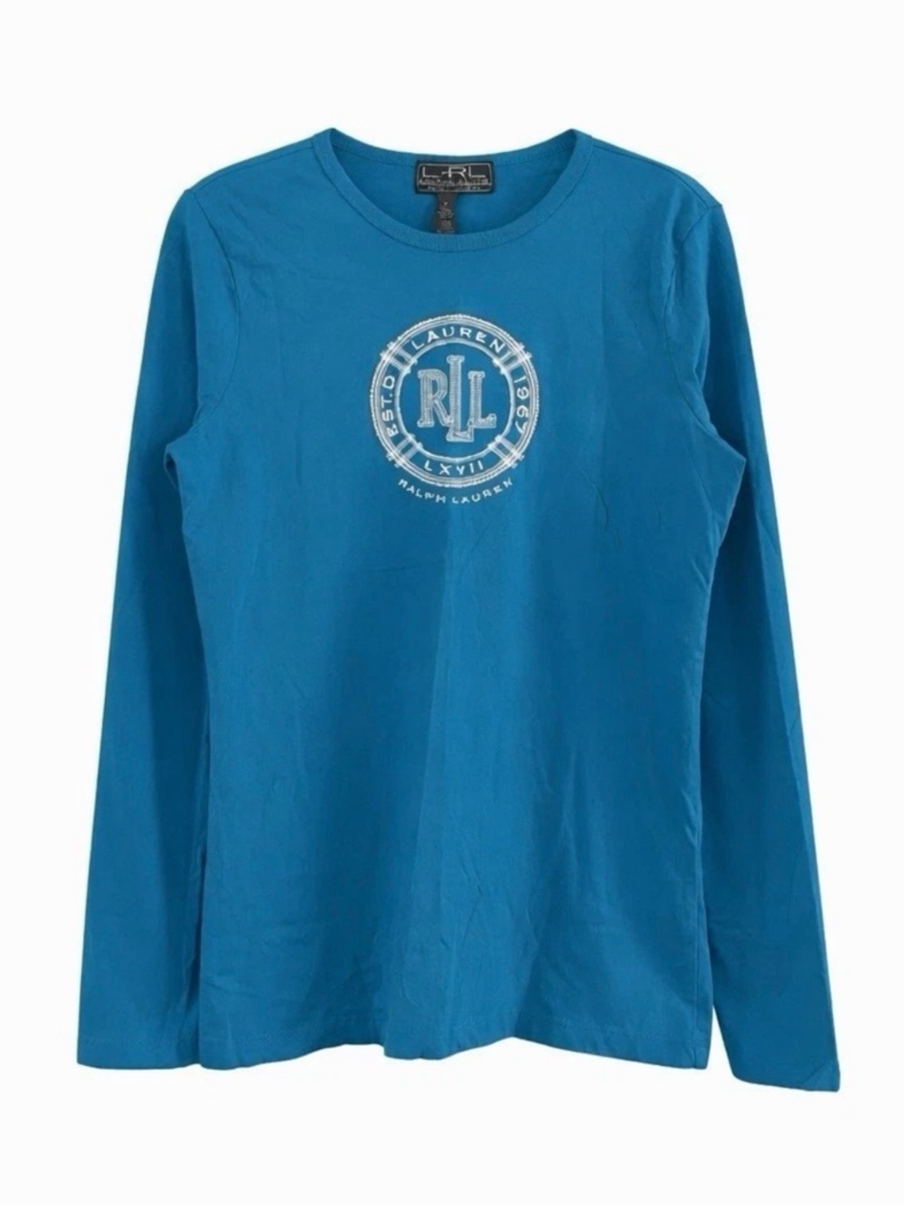 Lauren Ralph Lauren LRL Active Embroidered Logo‎ Blue Long Sleeve Cotton Shirt